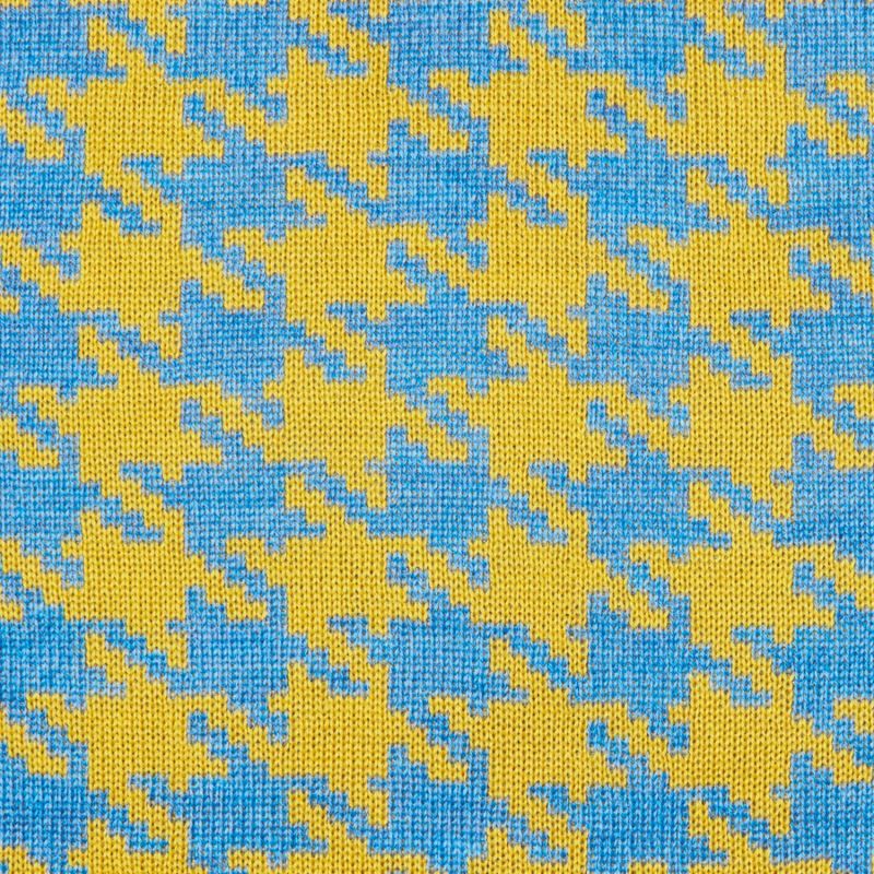 Houndstooth Merino Cushion Yellow & Blue image