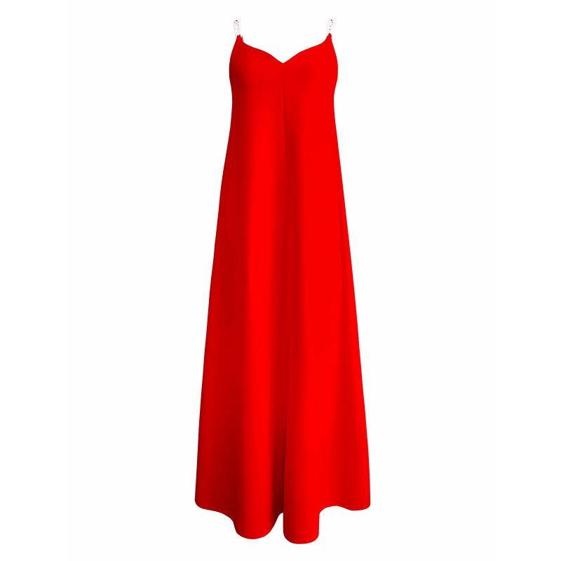 Sweetheart Maxi Dress With Chain Straps In Red image