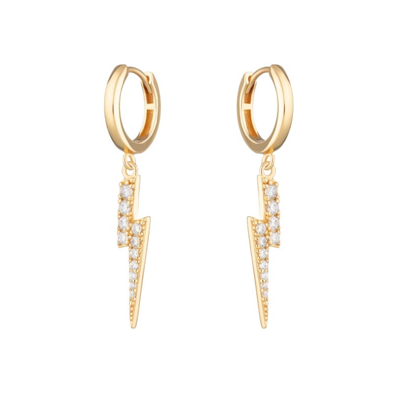 Gold Lightning Hoop Earrings image