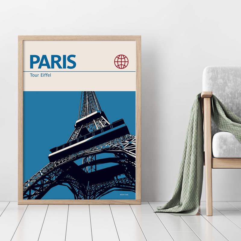 Paris Eiffel Tower Modernist Architectural Travel Poster image