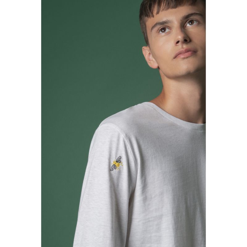 Bee Embroidered Long Sleeved Top Heather Grey Men image