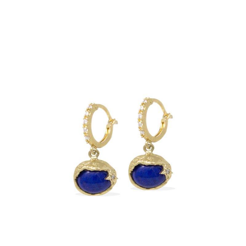 Ad Astra Gold-Plated Lapis Lazuli Mini Hoop Earrings image