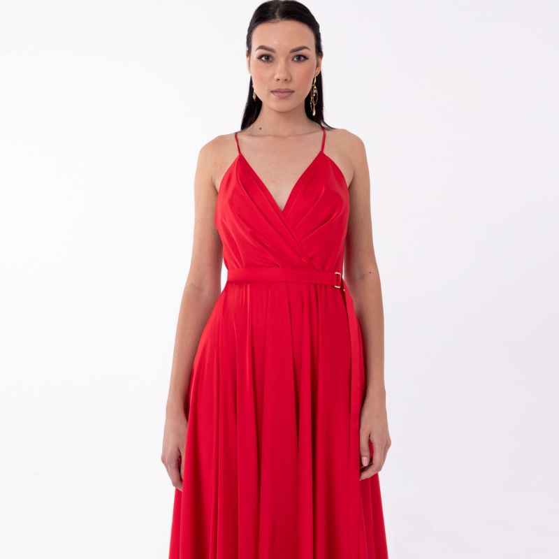 Satin Long Dress Red image