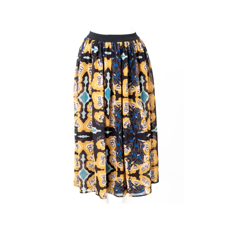 Geometric Floral Print Midi Skirt image