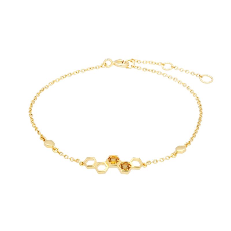 Honeycomb Citrine Link Bracelet In Yellow Gold image