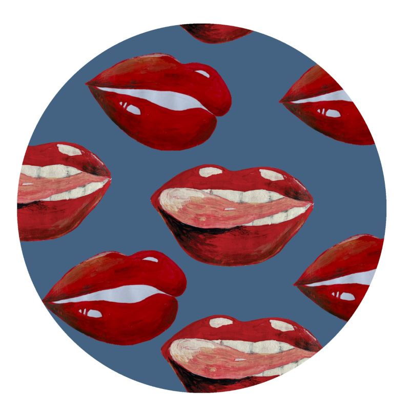 Circle Wall Sticker Blue Lips image