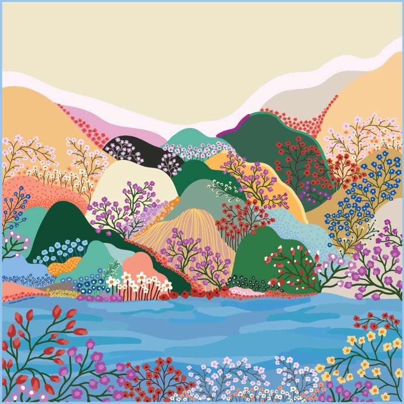 Double Sided Silk Scarf Of Blossoming Valley image