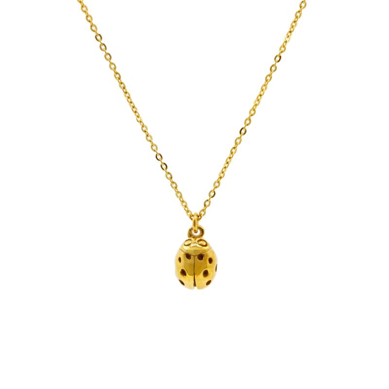 Ladybird Necklace – Gold -Wings Closed image