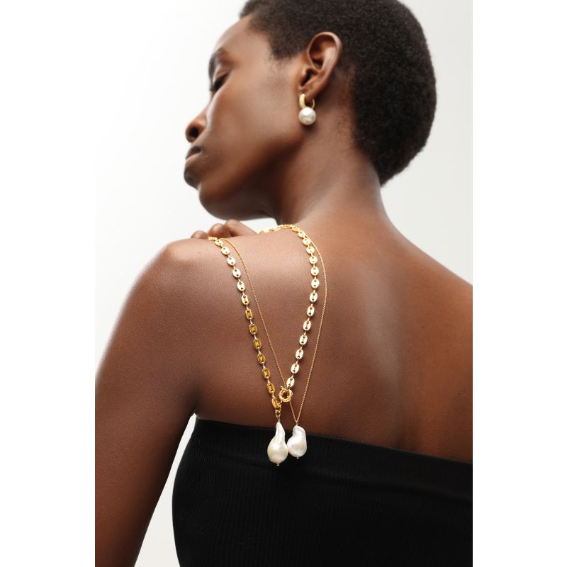 Baroque Pearl Link Chain Long Necklace image