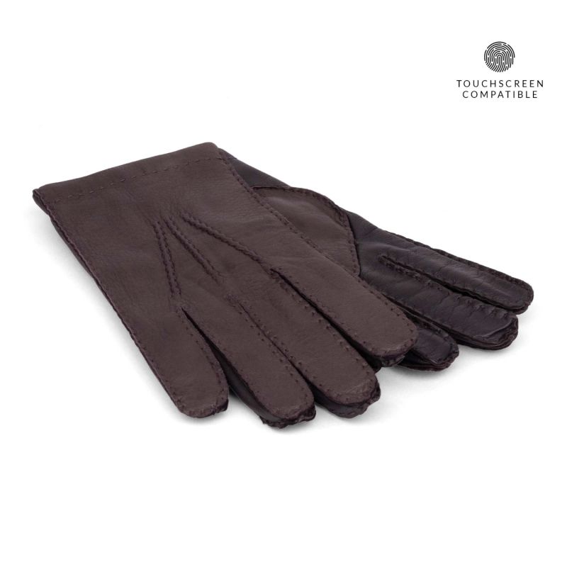 Handmade Deer Leather Gloves Brown Paolo image