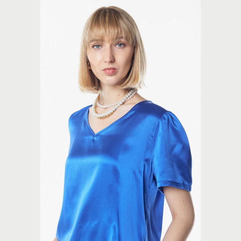 Shining Blue V-neck Blouse image