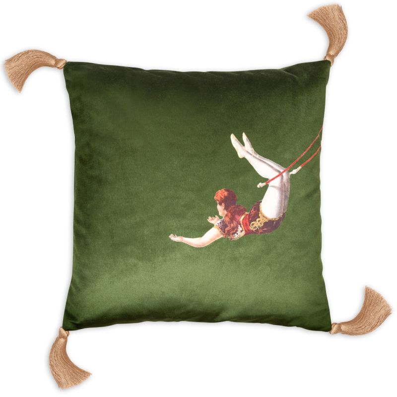 Trapeze Girl Velvet Cushion Lush Meadow Green image