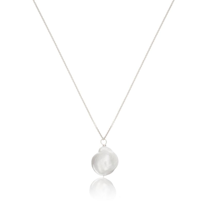 Silver Large Baroque Pearl Necklace image