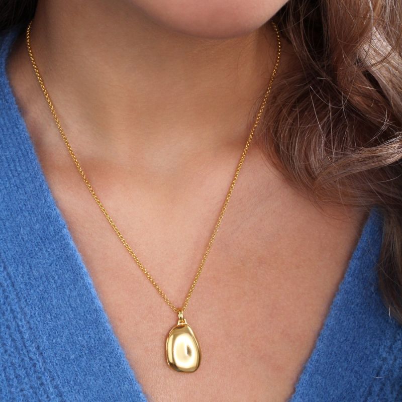 Pebble Photo Locket Pendant In 18Ct Gold Vermeil image