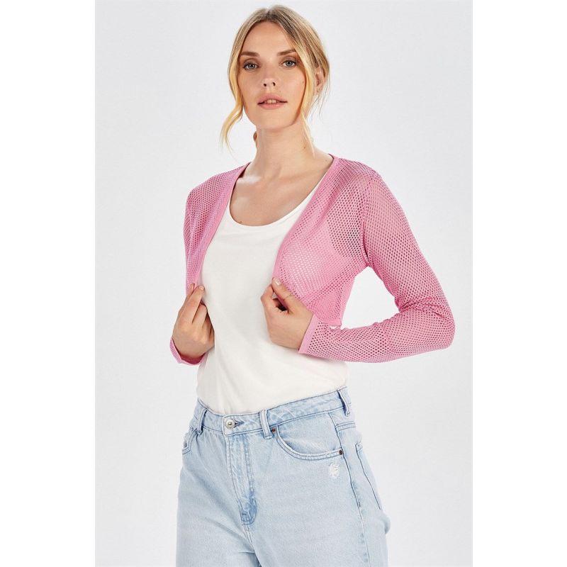 Butterfly Fishnet Knit Bolero In Pink image