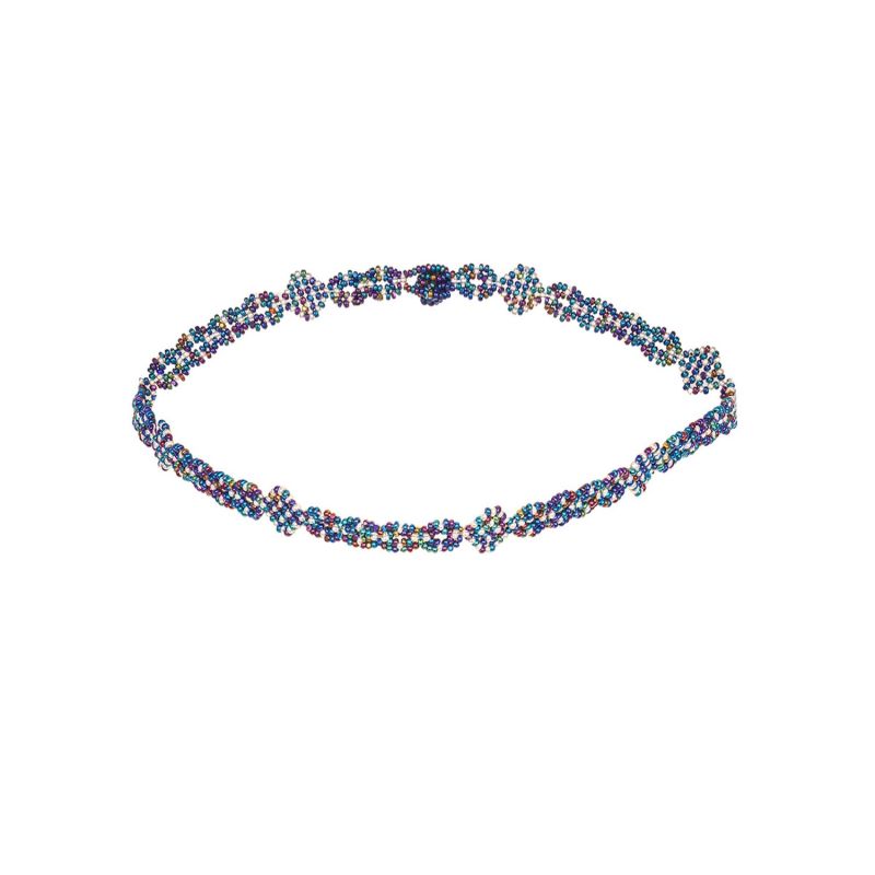 Gods Eye Chain Choker - Iridescent Blue, Silver image