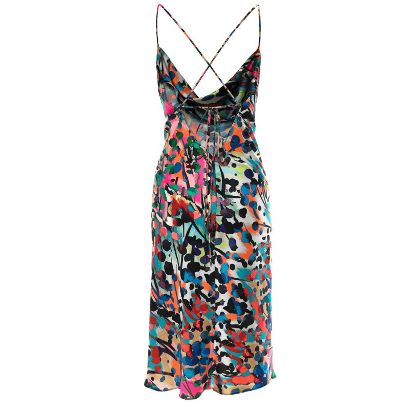 Barcelona Cowl Neck Satin Midi Printed Dress | ROSERRY | Wolf & Badger