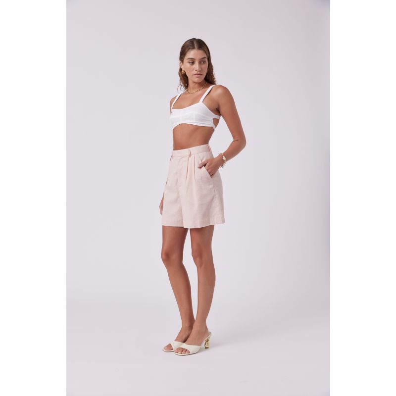 High Rise Lightweight Tailored Shorts - Light Pink image