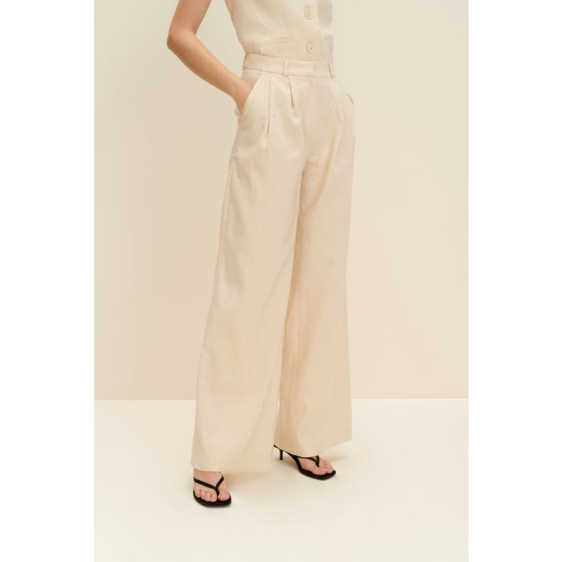 Tailored Wide-Leg Pants In Sandy Beige image