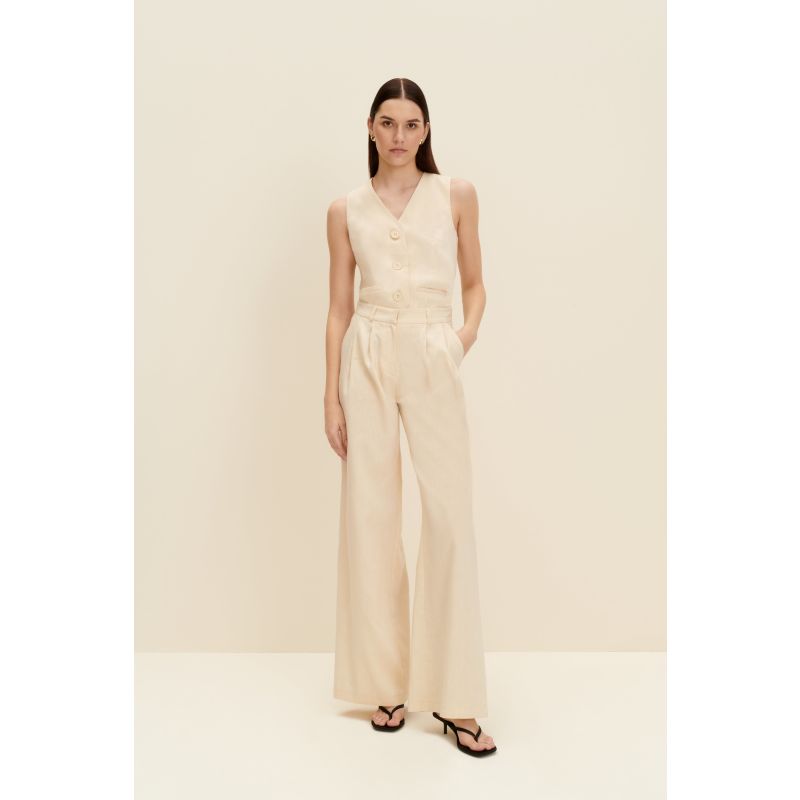 Tailored Wide-Leg Pants In Sandy Beige image