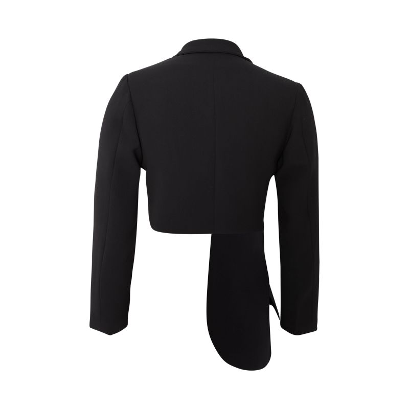 Black Asymmetric Jacket With Wrap-A-Round Front image