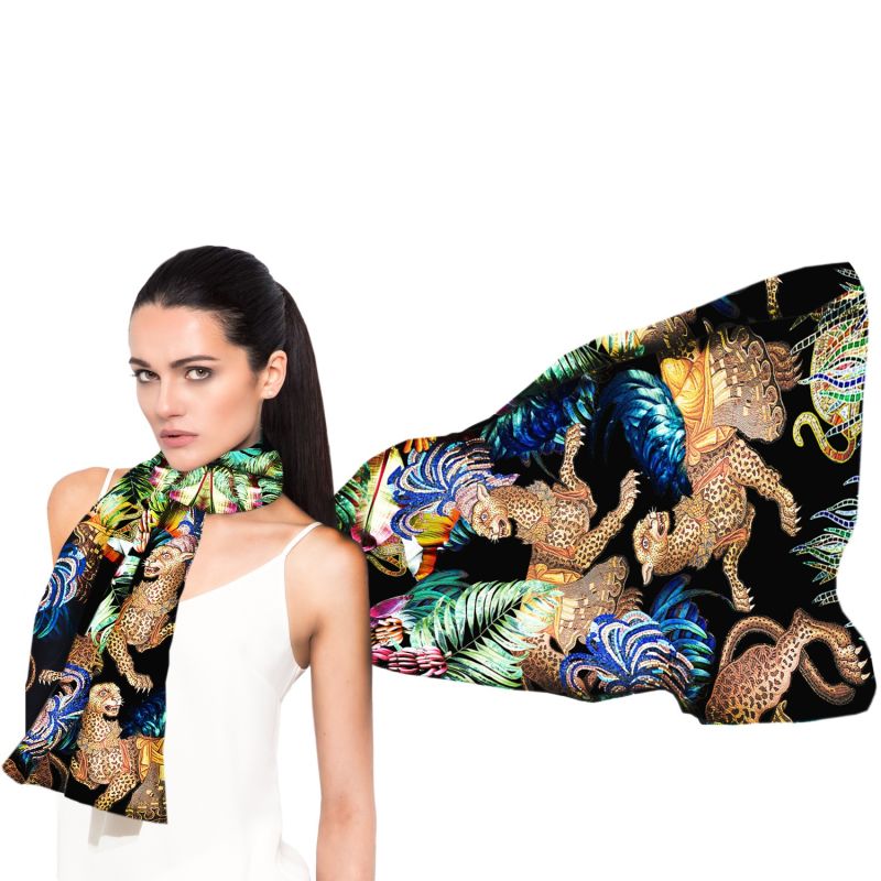 Jungle Depths Large Silk Scarf image