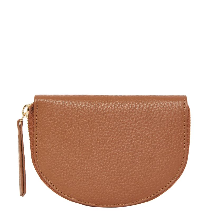 Tan Leather Zip Around Half Moon Purse image