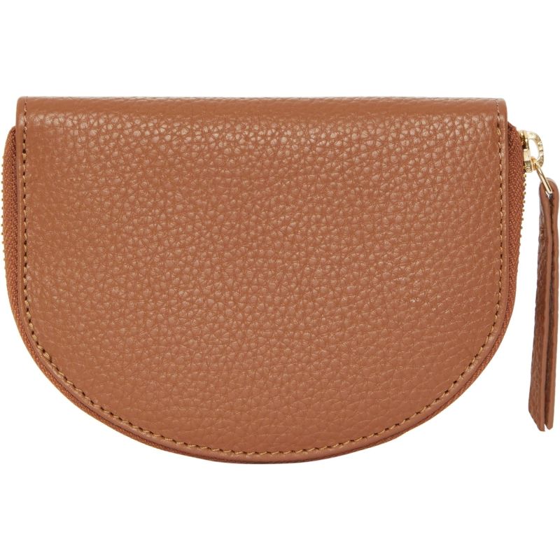 Tan Leather Zip Around Half Moon Purse image