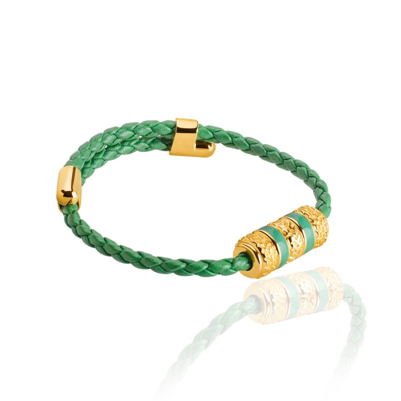 Tane Racing® Five Wheels Green & Gold Bracelet image