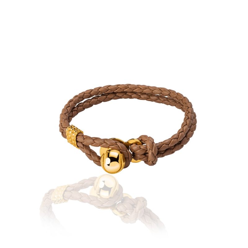 Tane Tennis Ball Gold Leather Bracelet image