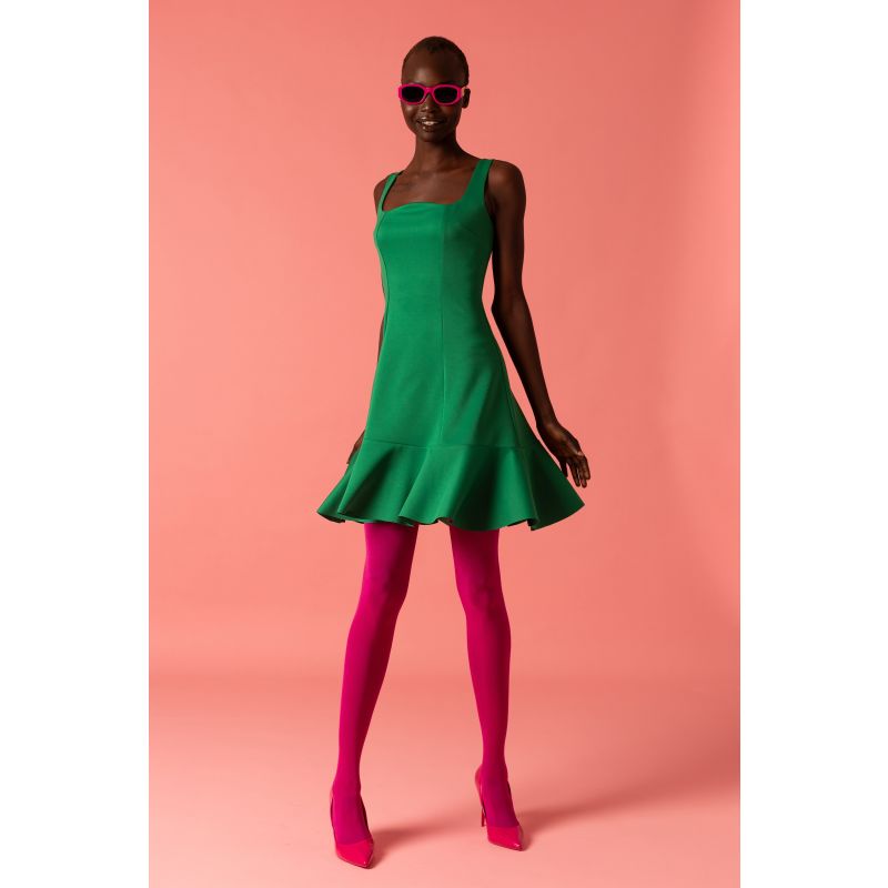 Tank Dress With Ruffled Hemline In Green image