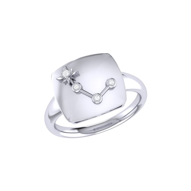 Aries Ram Constellation Signet Ring In Sterling Silver image