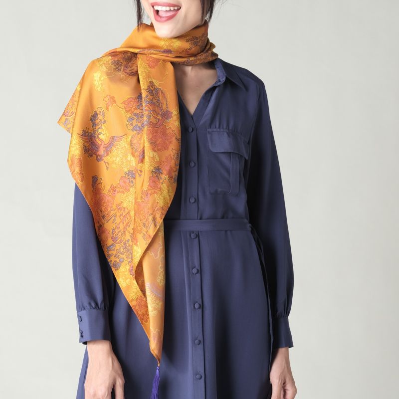 Tassel Silk Scarf - Shou Flame image