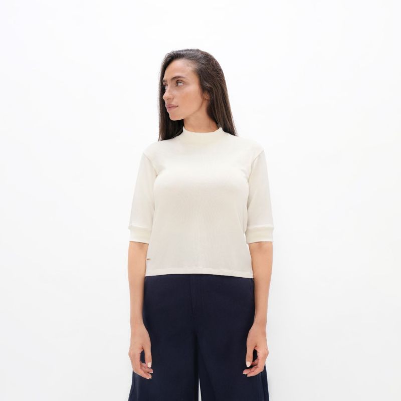 Doha - Pyratex Seaweed Fibre High Neck Top - White image