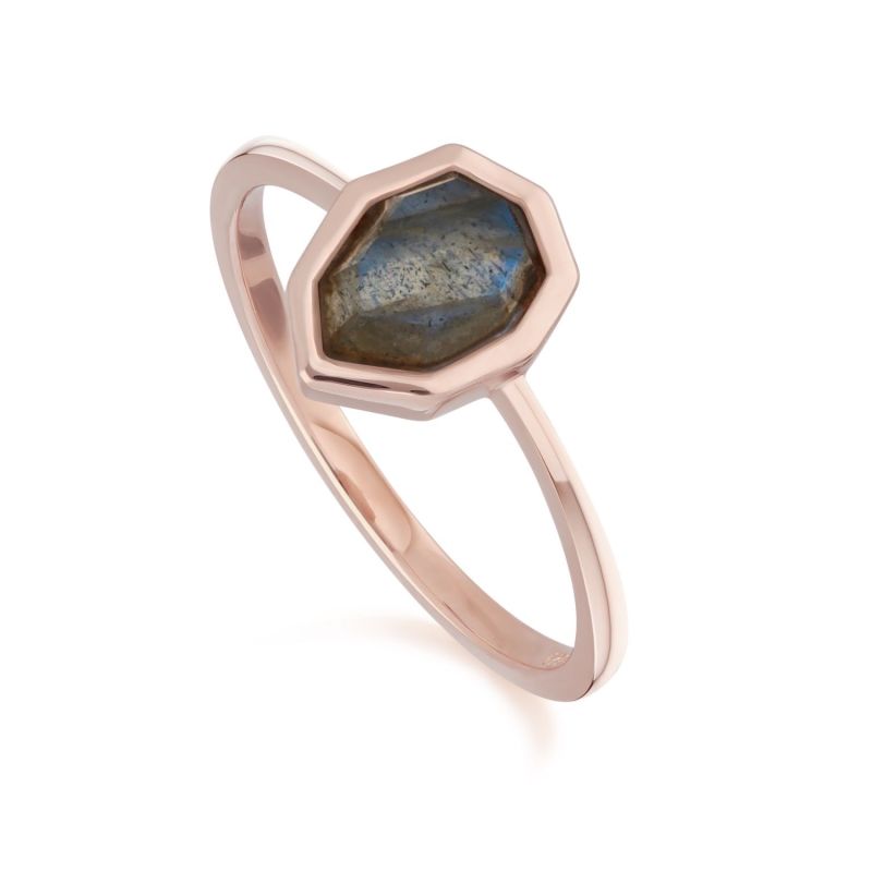 Irregular Labradorite Ring In Rose Gold Plated Silver image