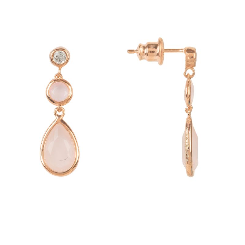 Tuscany Gemstone Drop Earring Rose Gold Rose Quartz image