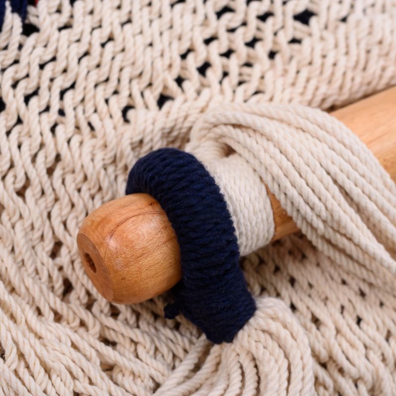 Colonial Navy Blue Cotton Hammock Swing With Tassels image