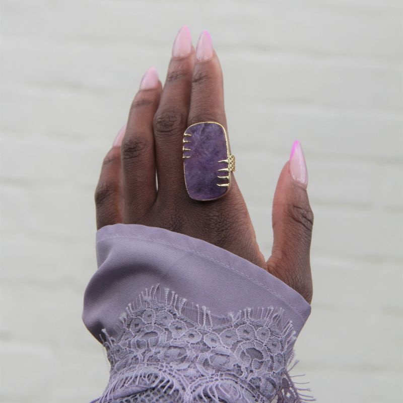 Embrace Amethyst Gemstone Gold Statement Ring image