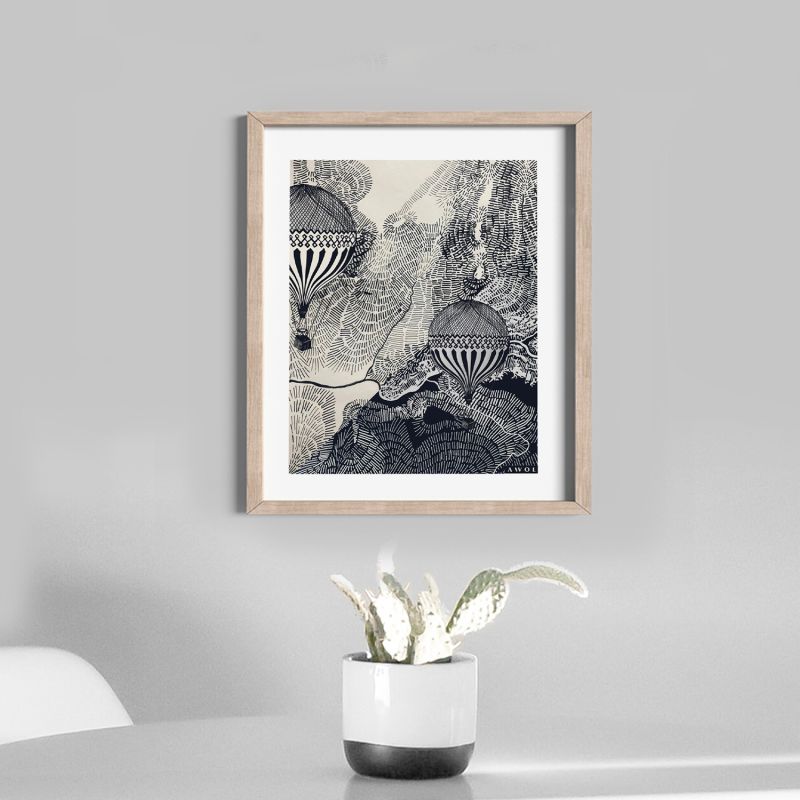 The Dreamer: Vintage Travel In The Sky With Hot Air Balloons, Travel Art Print image