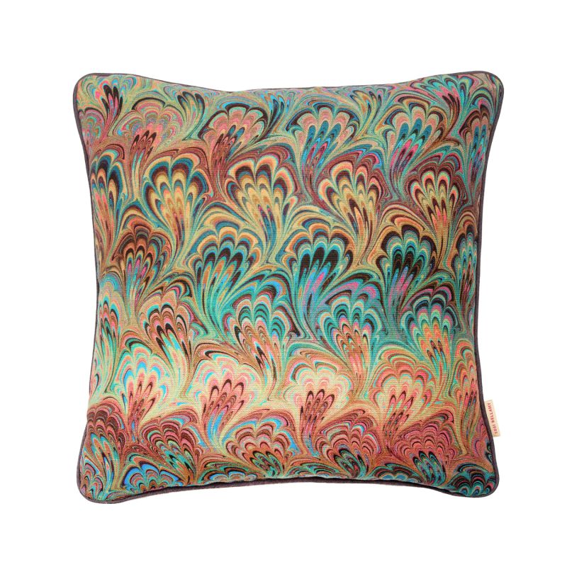 Teal Bouquet Linen Cushion image