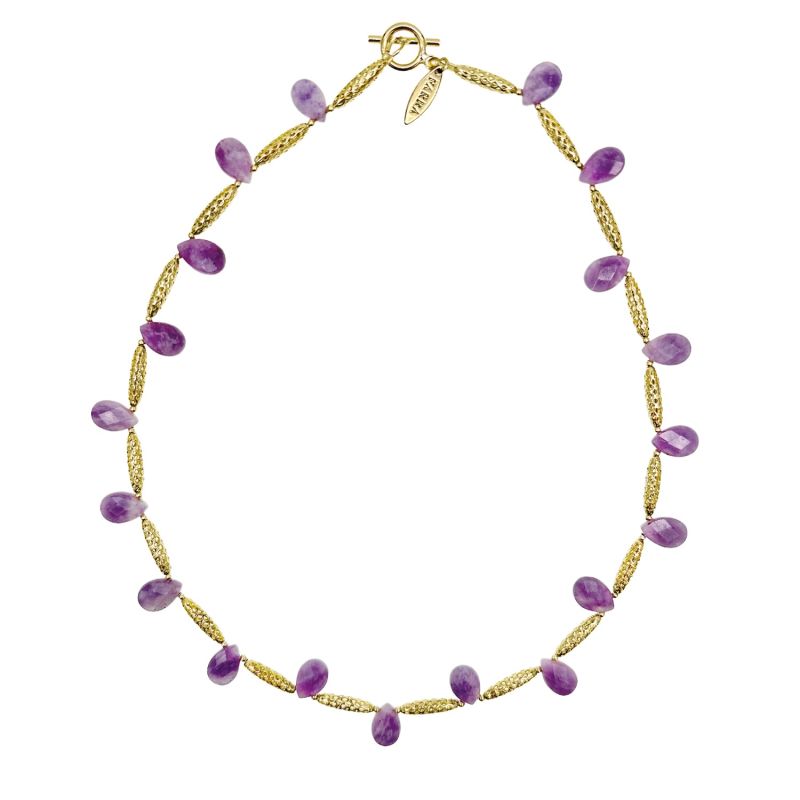 Teardrop Amethyst Collar Short Necklace image