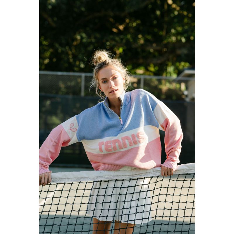 Tennis Color Blocked Quarter Zip Sweater image