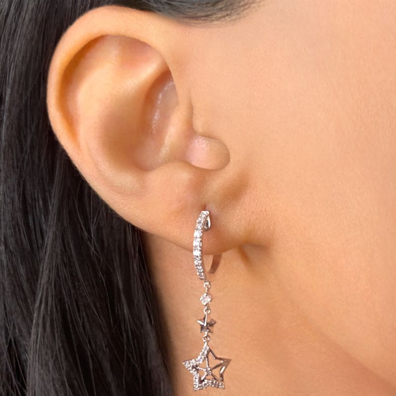 Little Star Lucky Star Hoop Earrings In Sterling Silver image