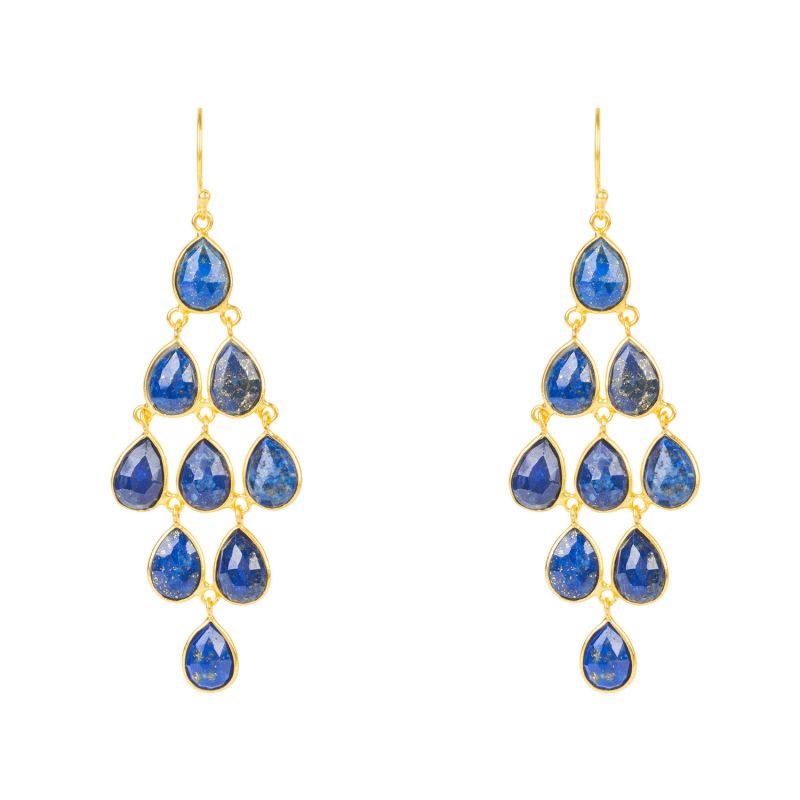 Erviola Gemstone Cascade Earrings Gold Lapis Lazuli image