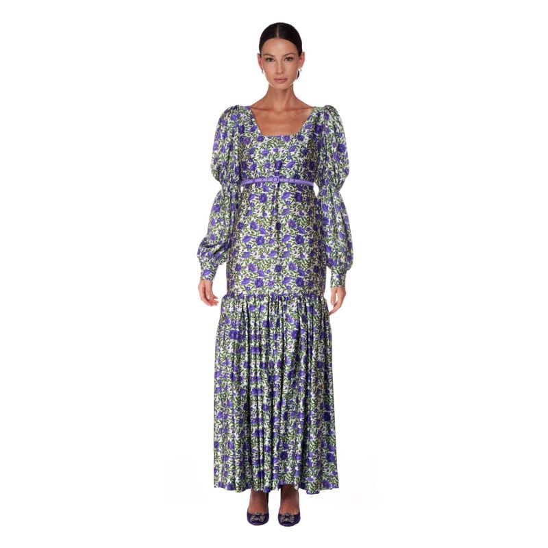 Long Purple ‘Botanica’ Print Dress image