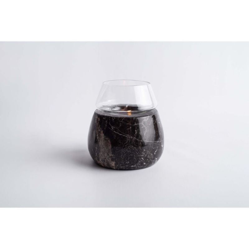 Vaina Large Candle Holder Glass - Black Marble image