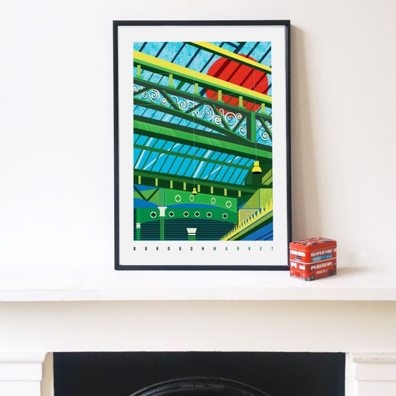 Borough Market London Illustrated Art Print image