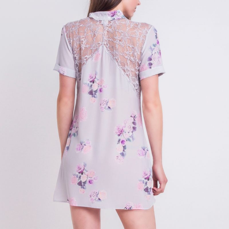 Silk Bow Dress Rose Print image