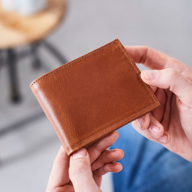 Classic Tan Leather Wallet With Coin Pocket image