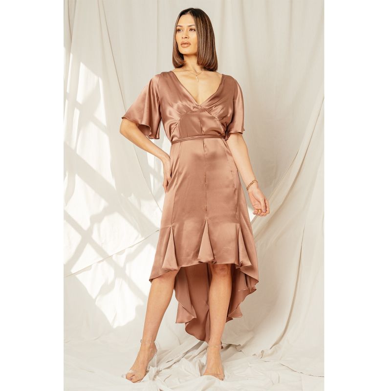 High Low V Dress Copper image